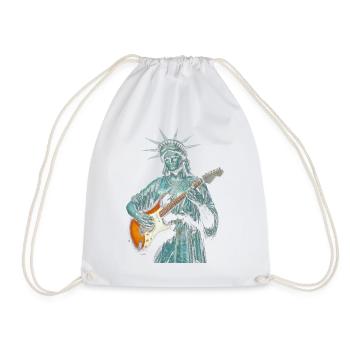 Statue of Liberty Playing Electric Guitar - Drawstring Bag - white - Front