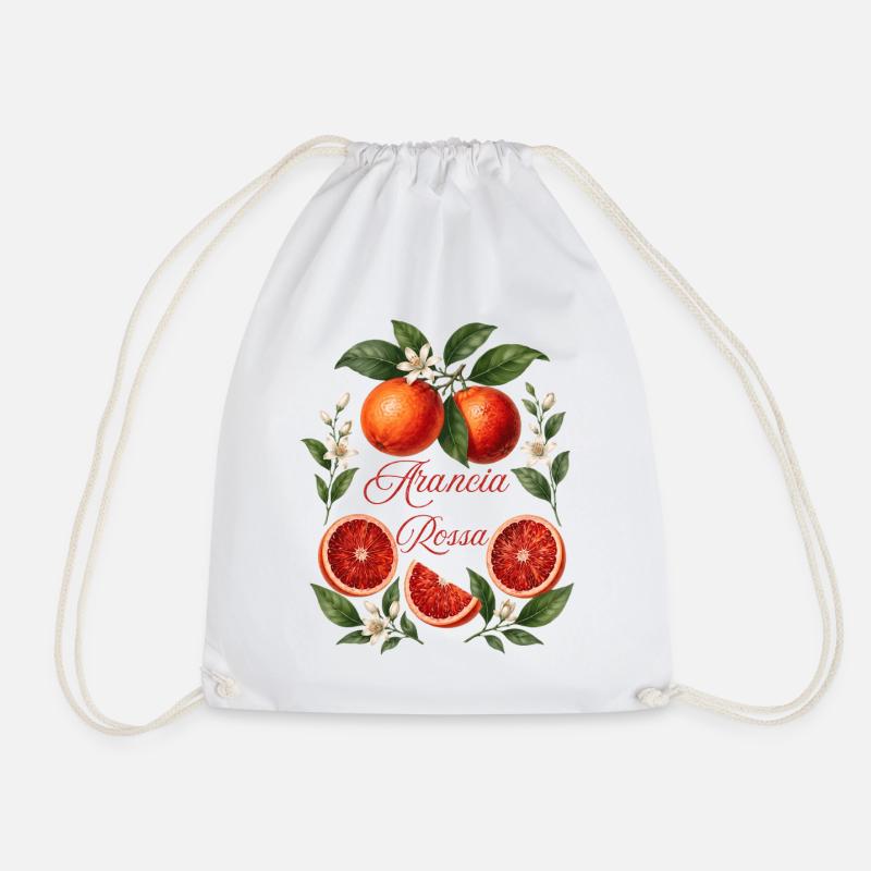 Arancia Rossa Citrus Floral - Drawstring Bag - white