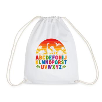 Rainbow Dino Alphabet - Drawstring Bag - white - Front