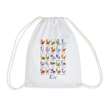Colorful DinoAlphabet Print - Drawstring Bag - white - Front