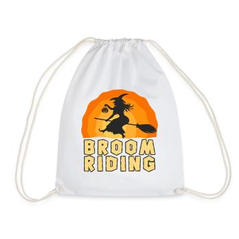 Broom Riding Witch – Halloween Hexen Spaß - Turnbeutel - Weiß - Vorne