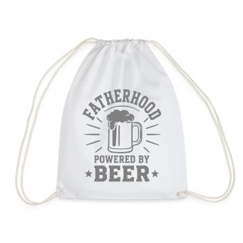 FATHERHOOD POWERED BY BEER Emblem für Väter - Turnbeutel - Weiß - Vorne