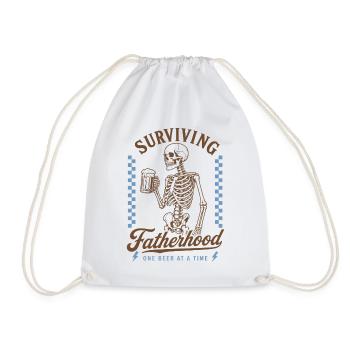 Surviving Fatherhood Beer Dad Shirt - Drawstring Bag - white - Front