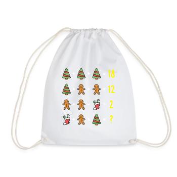 Weihnachtsrätsel Mathe Weihnachten Lustiger Spruch - Turnbeutel - Weiß - Vorne