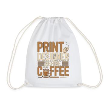 Print Designer Before Graphic Artist Coffee Lover - Drawstring Bag - white - Front