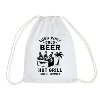 COLD BEER HOT GRILL SWEET SUMMER - Drawstring Bag - white - Front