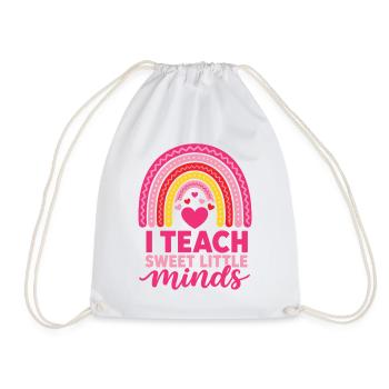 I Teach Sweet Little Minds Teacher Shirt - Drawstring Bag - white - Front