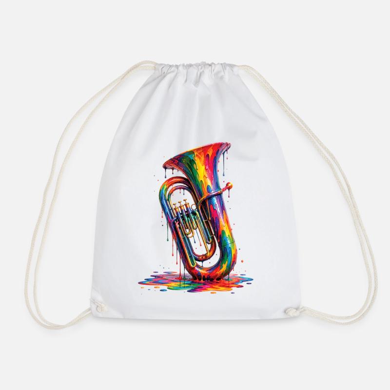 Tuba mit tropfender Farbe - Turnbeutel - Weiß