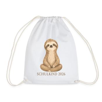 Schulkind 2026 Faultier Shirt - Turnbeutel - Weiß - Vorne