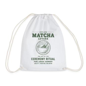 Matcha Lovers Kyoto Japan Ceremony Ritual Tea - Drawstring Bag - white - Front