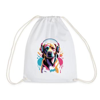 Labrador avec casque - Sac de sport léger - blanc - Devant