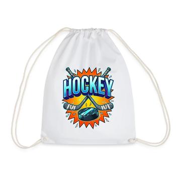 Eishockey Comic Style Schläger und Puck - Turnbeutel - Weiß - Vorne