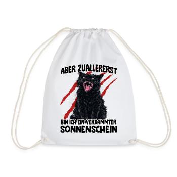 Schwarze Katze Goblin Mode aggressive Katze Zoomie - Turnbeutel - Weiß - Vorne