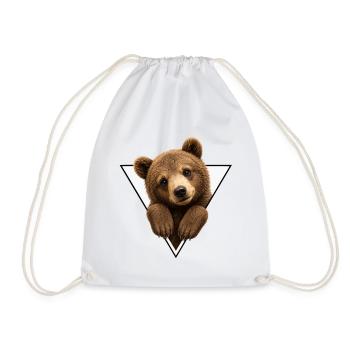 Bear cub in triangle - Drawstring Bag - white - Front