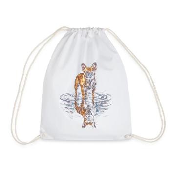 French Bulldog Water Reflection - Drawstring Bag - white - Front