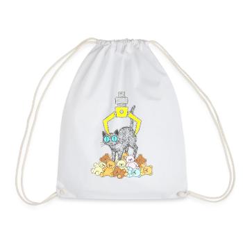 Chat noir sous griffe jaune - Sac de sport léger - blanc - Devant