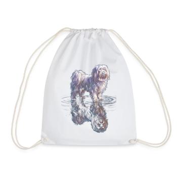 Maltese with water reflection - Drawstring Bag - white - Front