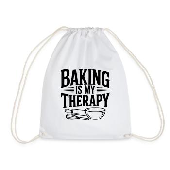 Baking Is My Therapy - Drawstring Bag - white - Front