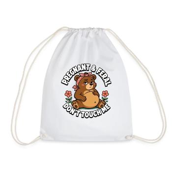 Enceinte et sauvage – Ne me touche pas, ours ! Schwa - Sac de sport léger - blanc - Devant