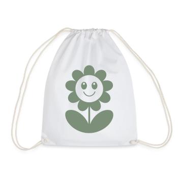 Funny flower full of happiness and good mood - Drawstring Bag - white - Front