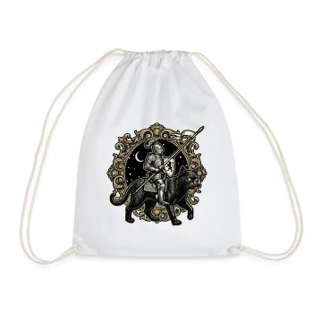 Cat Knight Ren Faire Medieval - Drawstring Bag - white - Front