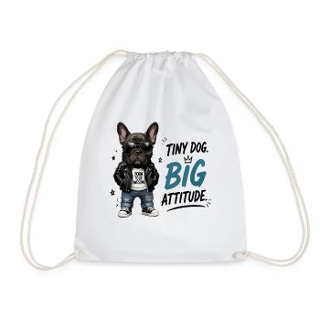 Tiny Dog Big Attitude Born To Be Awesome - Drawstring Bag - white - Front