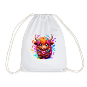 Yak coloré avec du cœur - Sac de sport léger - blanc - Devant