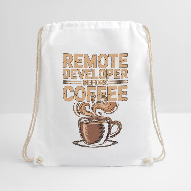 Remote Developer Before Remote Coder Coffee Lover Drawstring Bag
