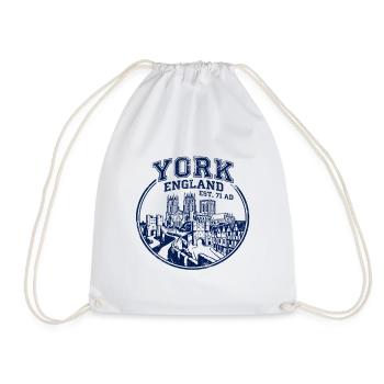 York England Medieval City Walls and Cathedral - Drawstring Bag - white - Front