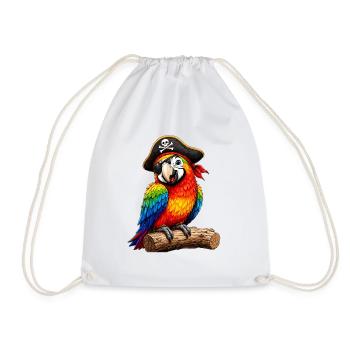  Bunter Piratenpapagei Mit Augenklappe Für Kinder - Turnbeutel - Weiß - Vorne