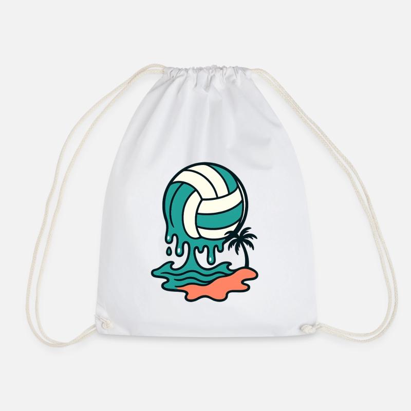 Dripping Beach Volleyball - Drawstring Bag - white