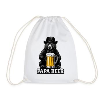 Papa Beer Father Bear Beer Humor Gift Idea - Drawstring Bag - white - Front