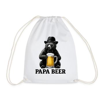 Papa Beer Father Bear Beer Humor Gift Idea - Drawstring Bag - white - Front