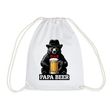 Papa Beer Father Bear Beer Humor Gift Idea - Drawstring Bag - white - Front