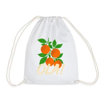 Olá Retro Orange Plants Holiday Greeting - Drawstring Bag - white - Front