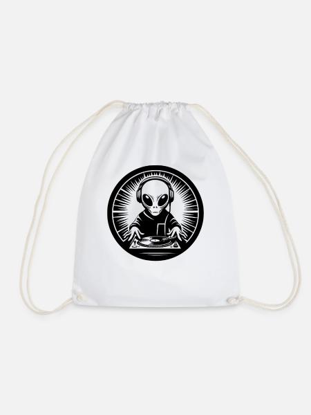 Alien DJ Logo Future Beats - Turnbeutel - Weiß