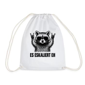 Es Eskaliert Eh Waschbär Party Spruch Humor - Turnbeutel - Weiß - Vorne