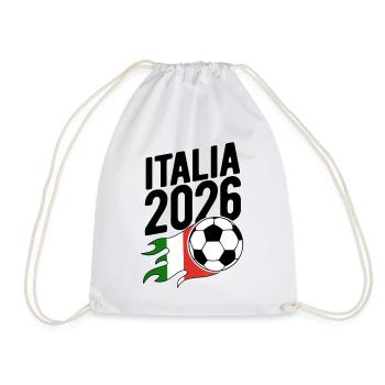 Italia 2026 Fußball Flamme mit Flagge - Turnbeutel - Weiß - Vorne