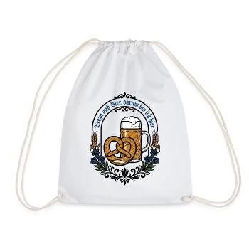 Bayern Bierzelt | Brezn & Bier darum bin ich hier - Turnbeutel - Weiß - Vorne