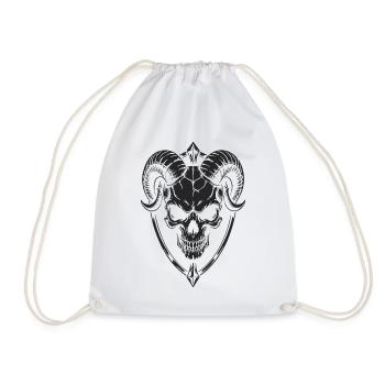 Skull with Horns Ram Skull - Drawstring Bag - white - Front