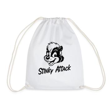 Stinky Attack Funny Skunk Cartoon For - Drawstring Bag - white - Front