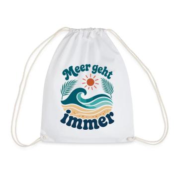 Sea Always Goes Waves Summer Vacation - Drawstring Bag - white - Front