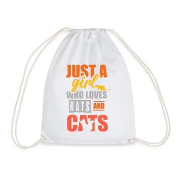 Simply a girl who loves rats and cats - Drawstring Bag - white - Front