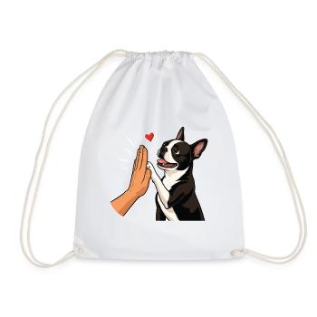 Boston Terrier High Five Hundemutter Pfotenstoß - Turnbeutel - Weiß - Vorne