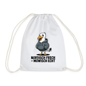  Nordisch Frech Möwisch Echt Lustige Möwe Spruch - Turnbeutel - Weiß - Vorne