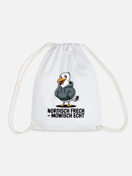 Nordisch Frech Möwisch Echt Lustige Möwe Spruch - Turnbeutel - Weiß