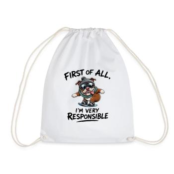 Diction des sports d’hiver de snowboard Bulldog chien - Sac de sport léger - blanc - Devant