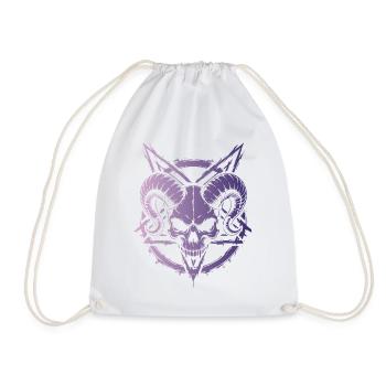 Skull with Horns Skull - Drawstring Bag - white - Front