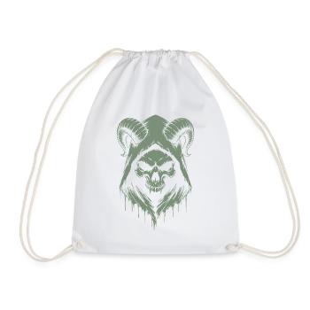 Skull with Horns Skull - Drawstring Bag - white - Front