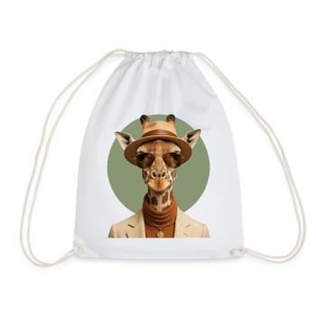Girafe en costume avec des lunettes de soleil - Sac de sport léger - blanc - Devant